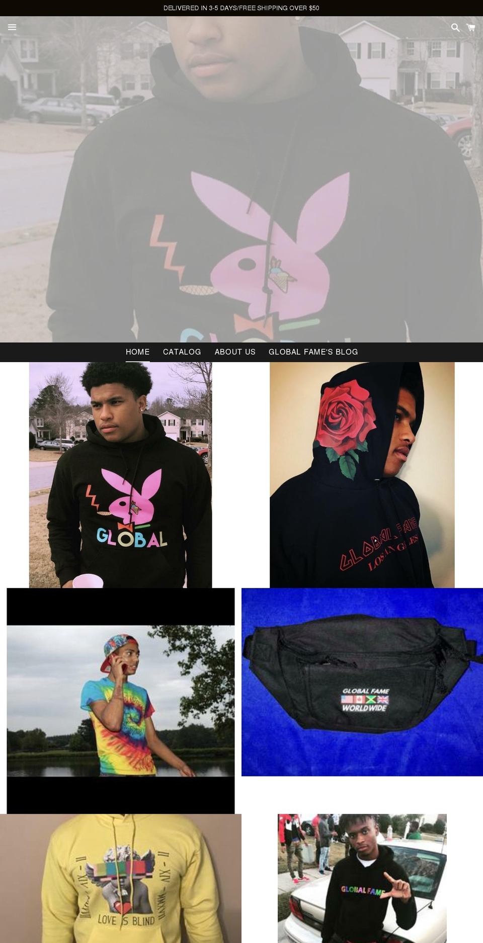 globalfameclothing.com — Shopify storefront screenshot