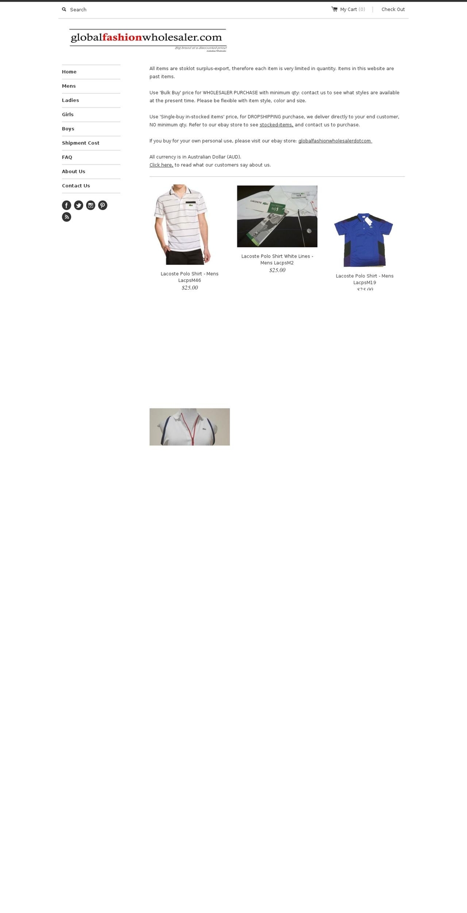 globalfashionwholesaler.com shopify website screenshot