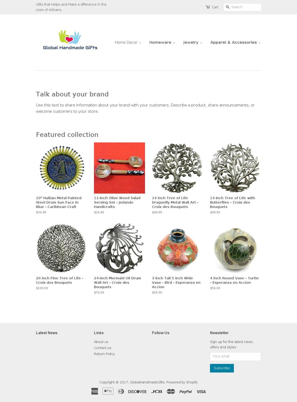 globalhandmadegifts.com shopify website screenshot