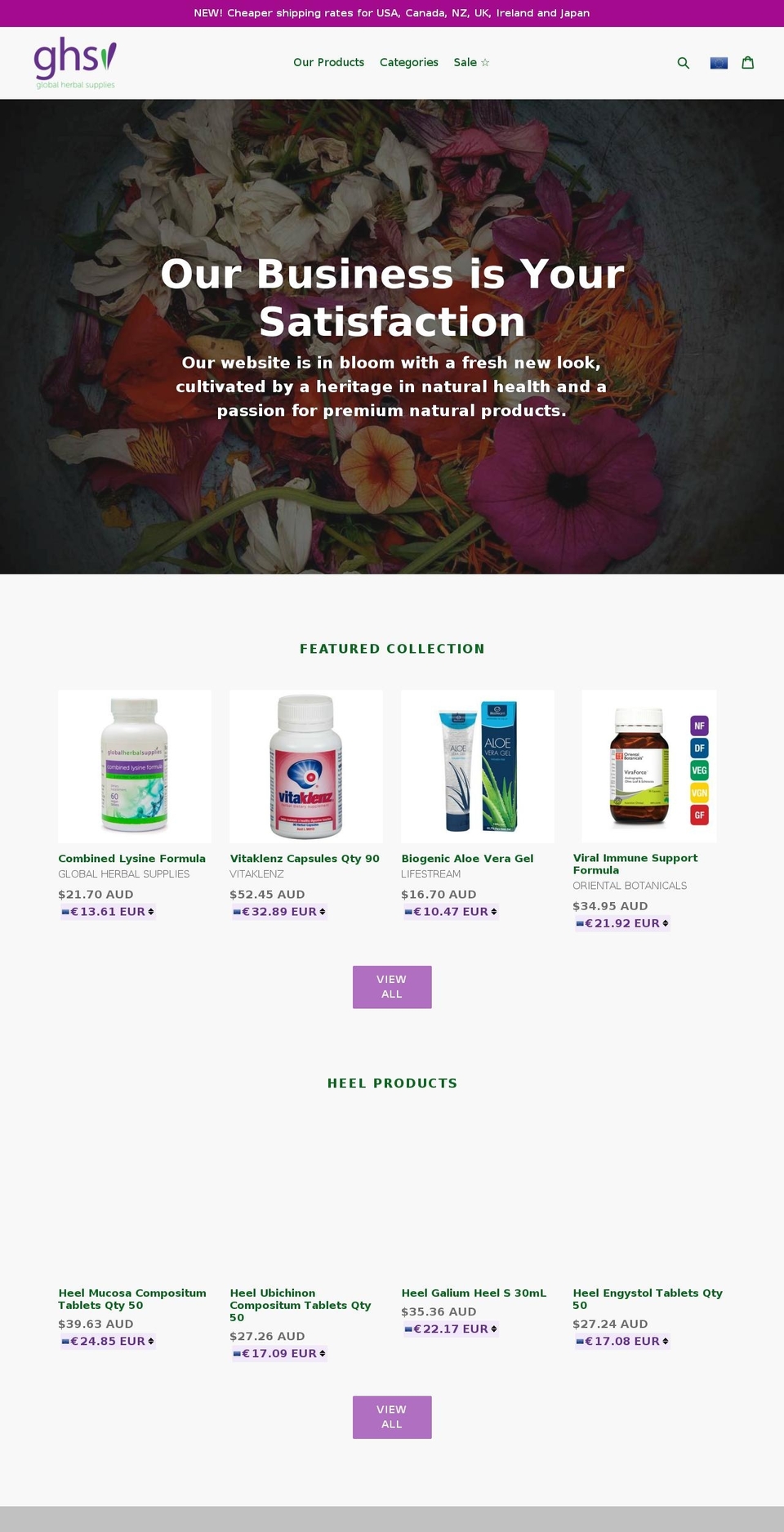 globalherbalsupplies.com — Shopify storefront screenshot