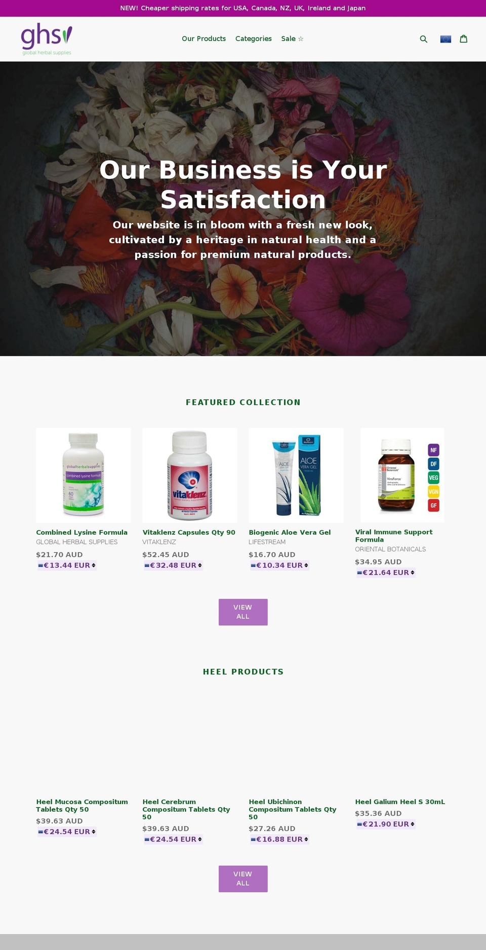 globalherbalsupplies.org shopify website screenshot