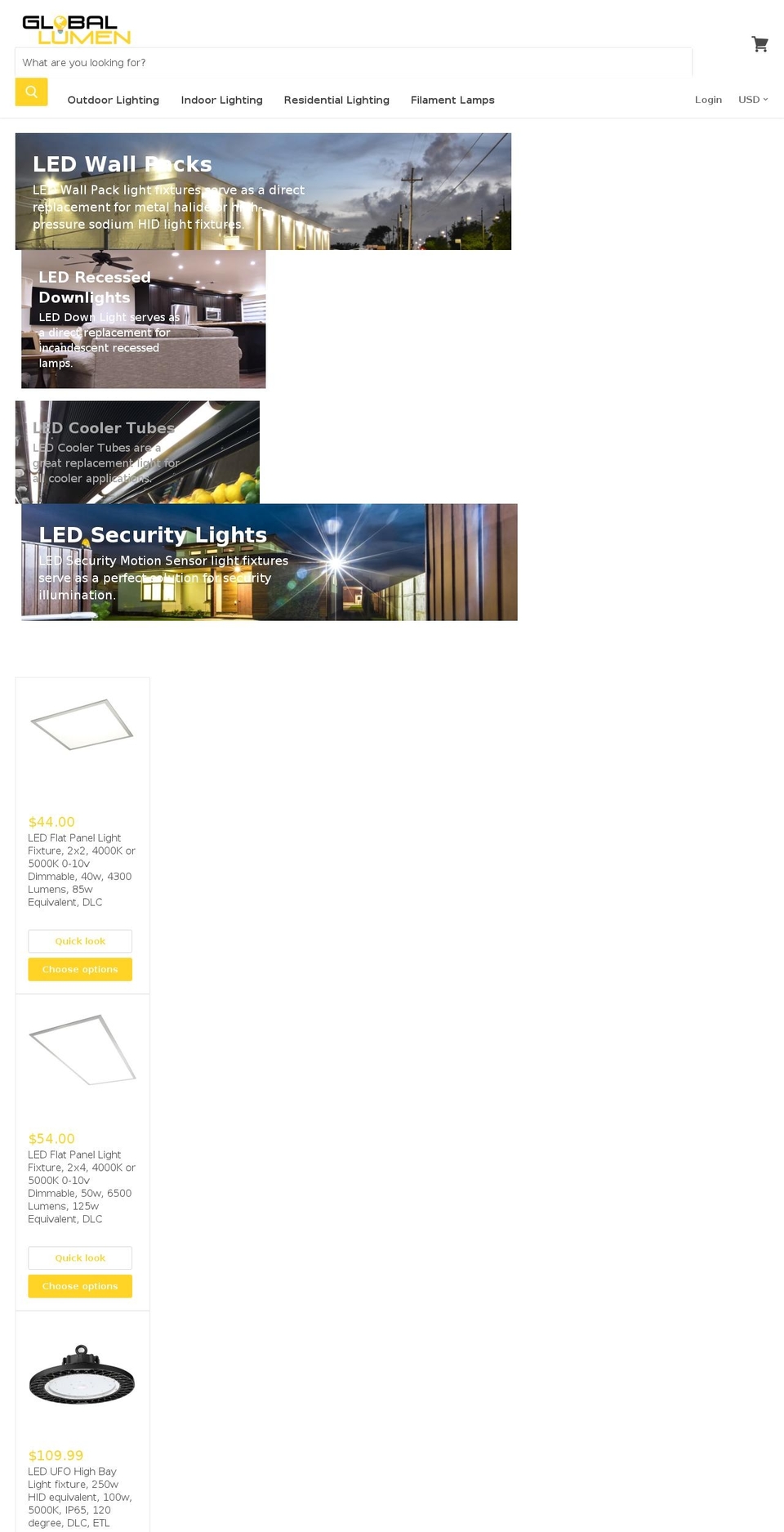 globallumen.com shopify website screenshot