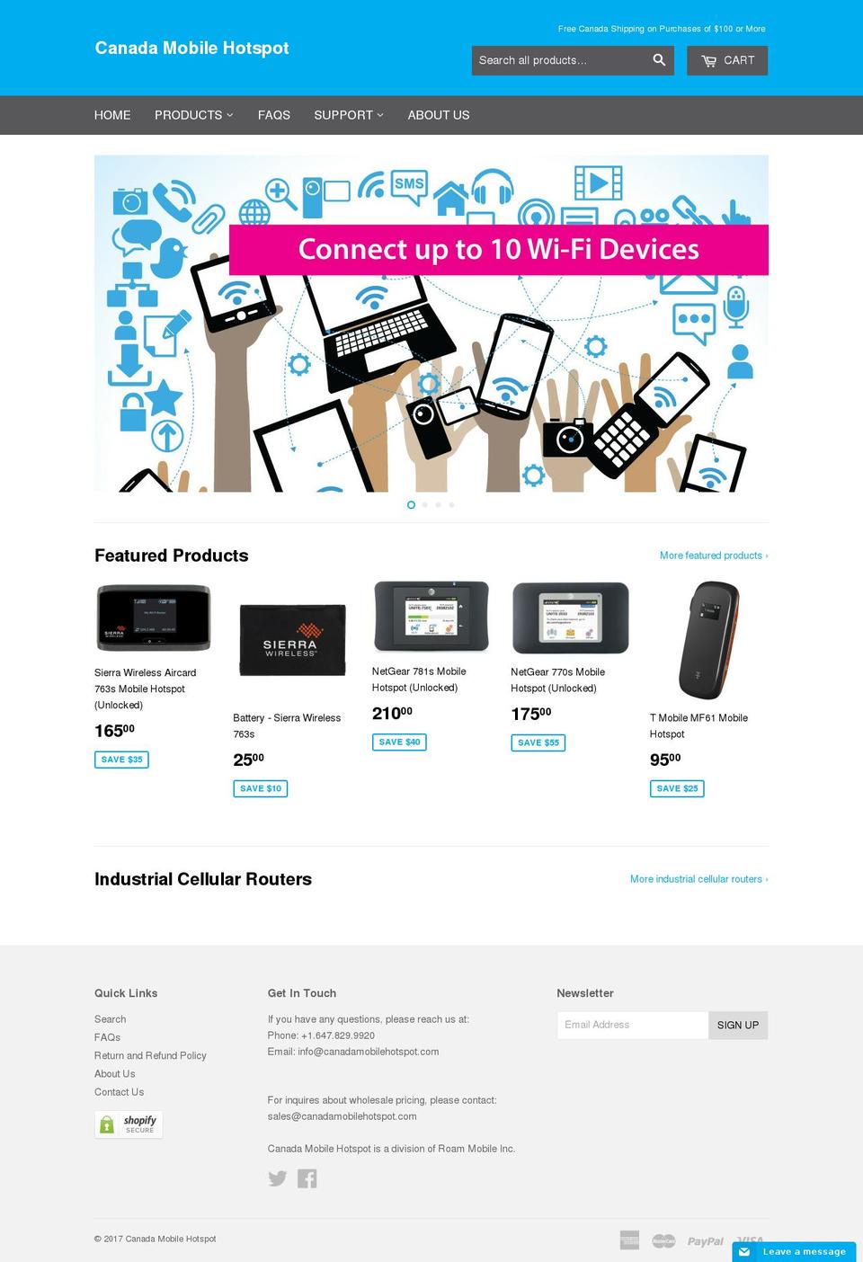 globalmobilehotspot.com shopify website screenshot