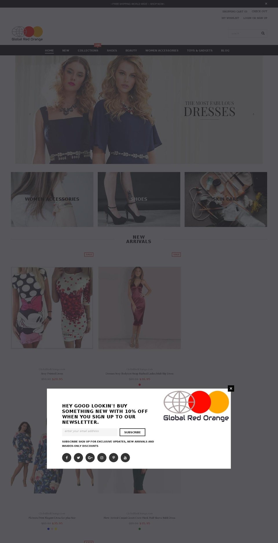 globalredorange.com — Shopify storefront screenshot