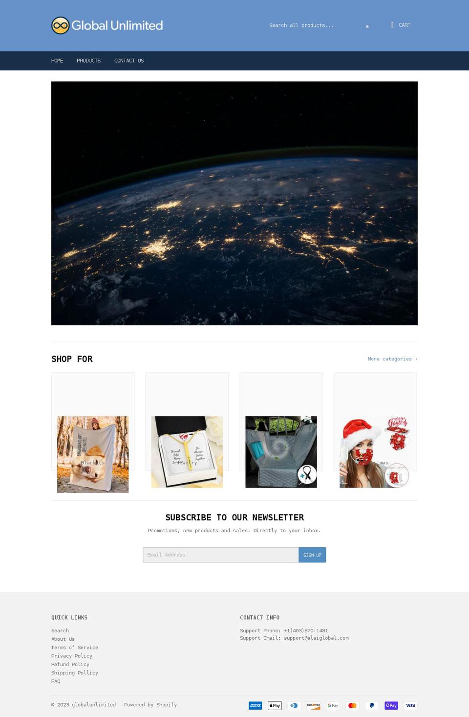 globalunlimitedstore.com shopify website screenshot