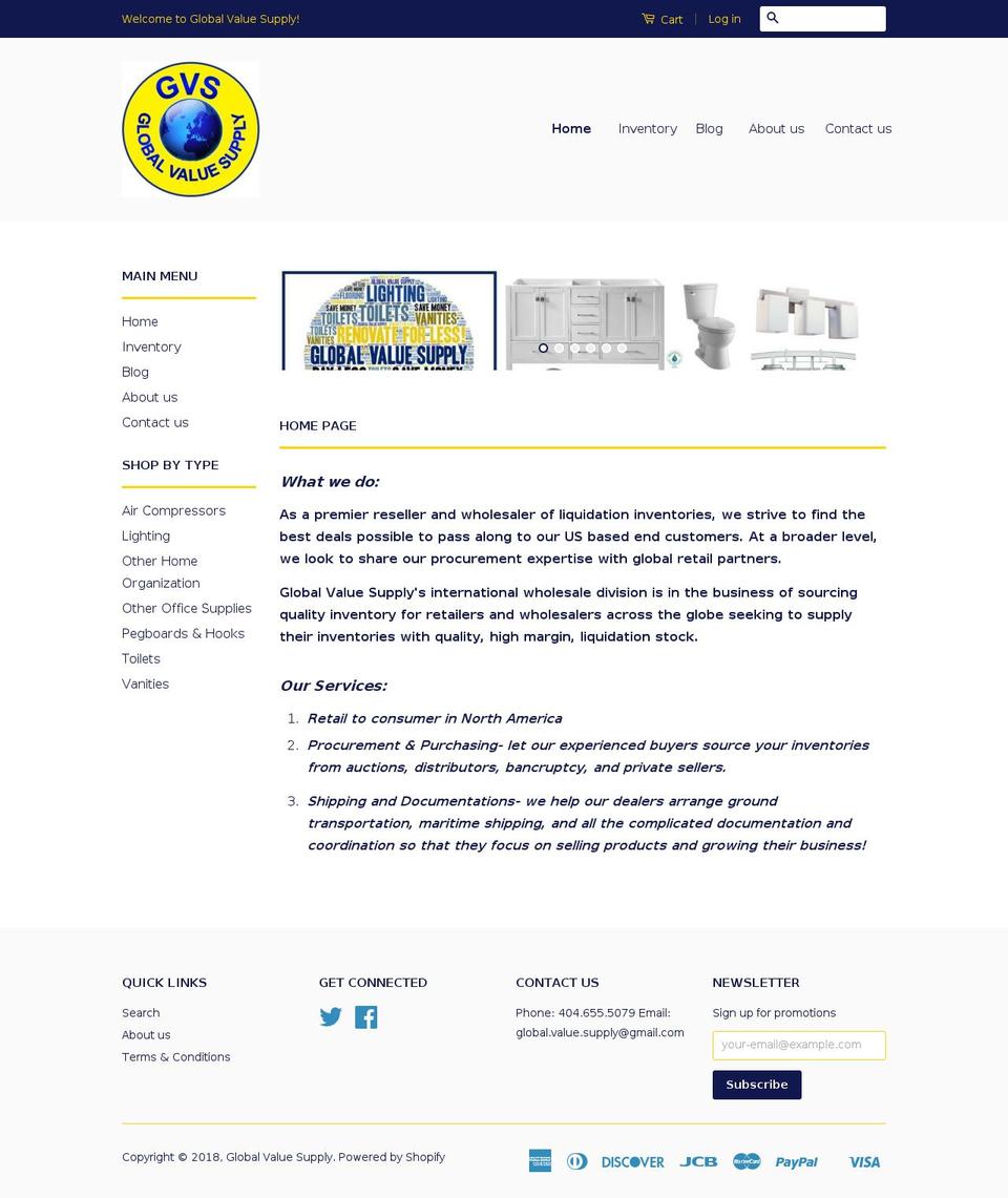 globalvaluesupply.com shopify website screenshot