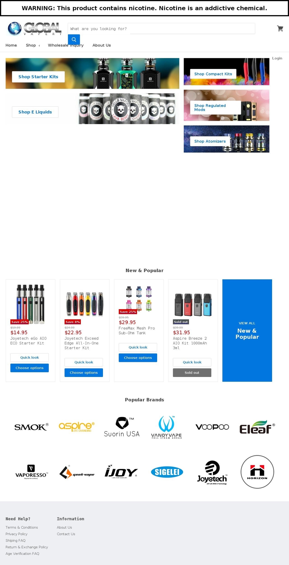 globalvapory.com — Shopify storefront screenshot