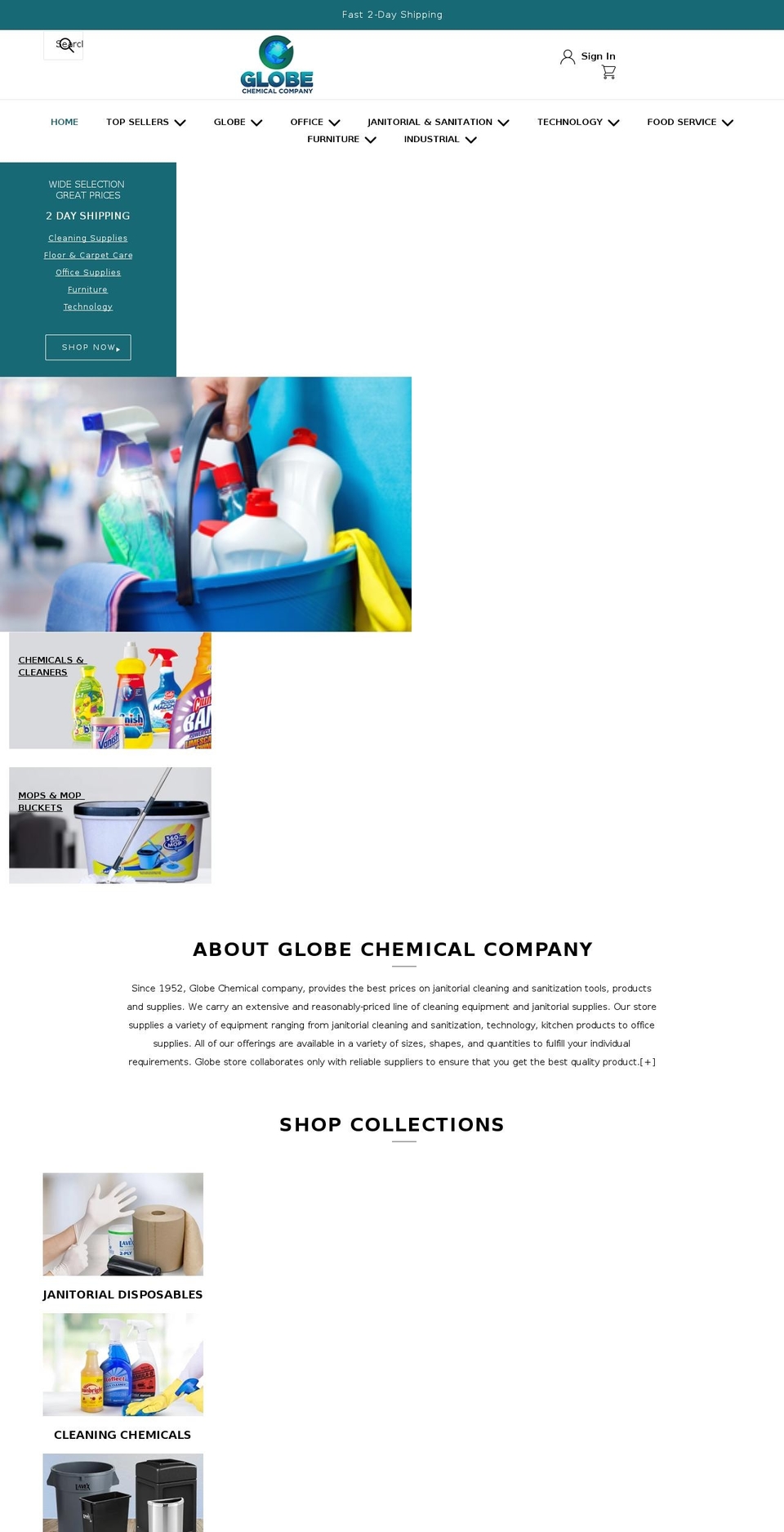 Webinopoly Development Shopify theme site example globechemicalcompany.com