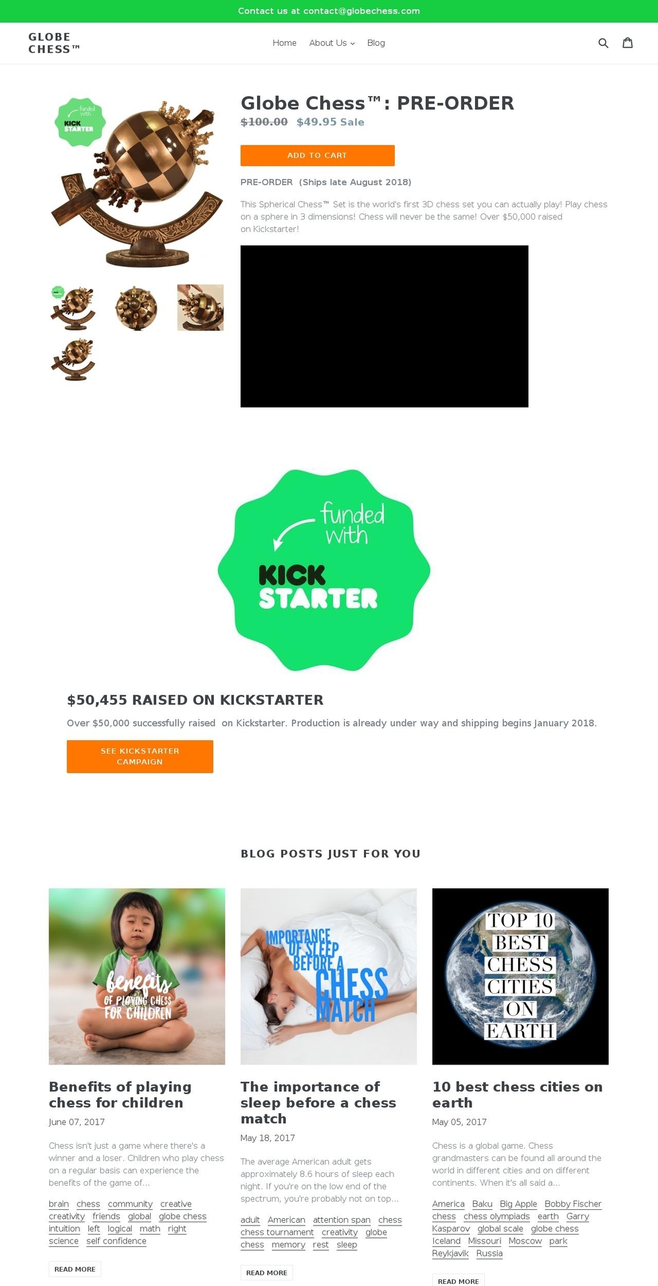 globechess.com shopify website screenshot