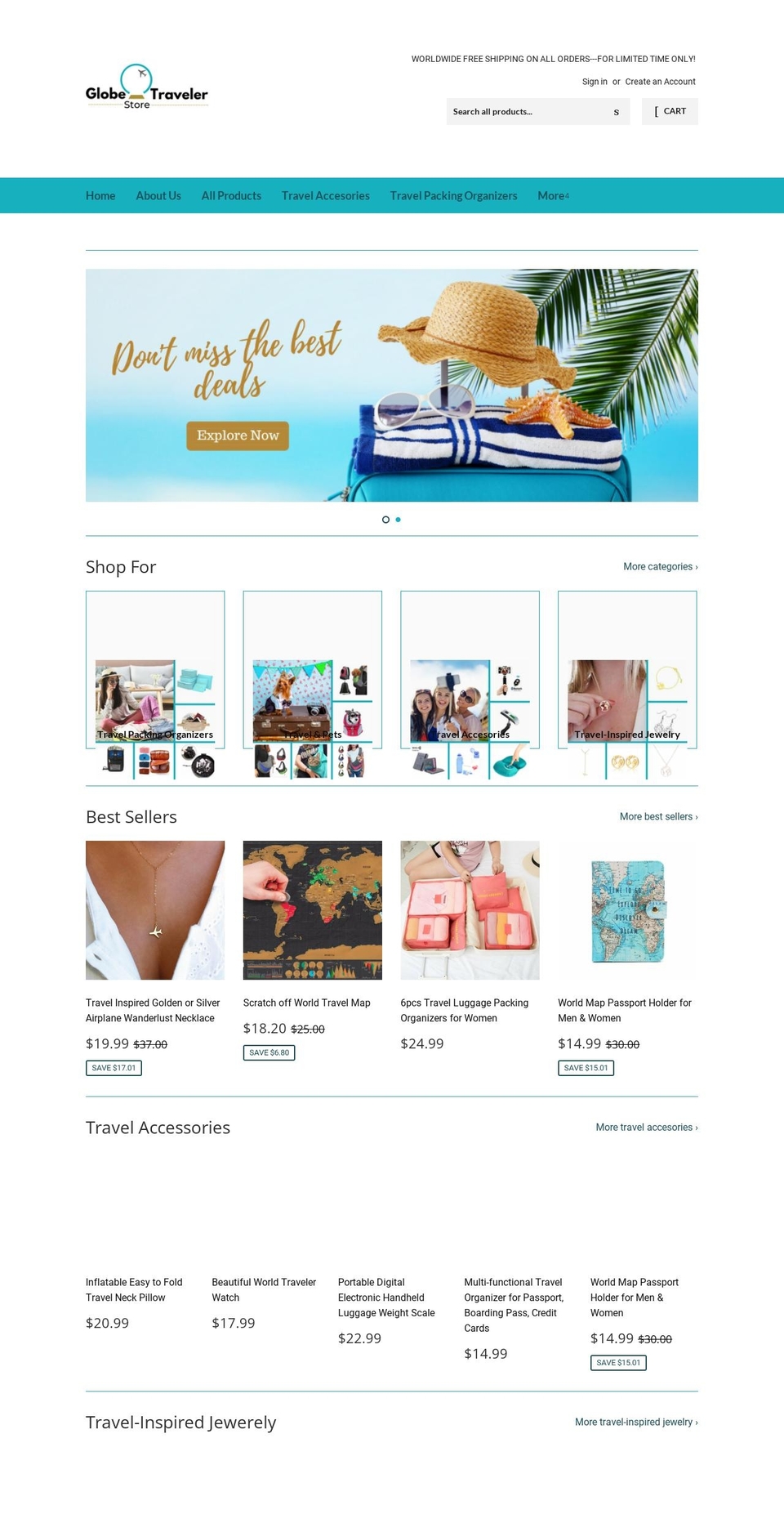 globetravelerstore.com shopify website screenshot