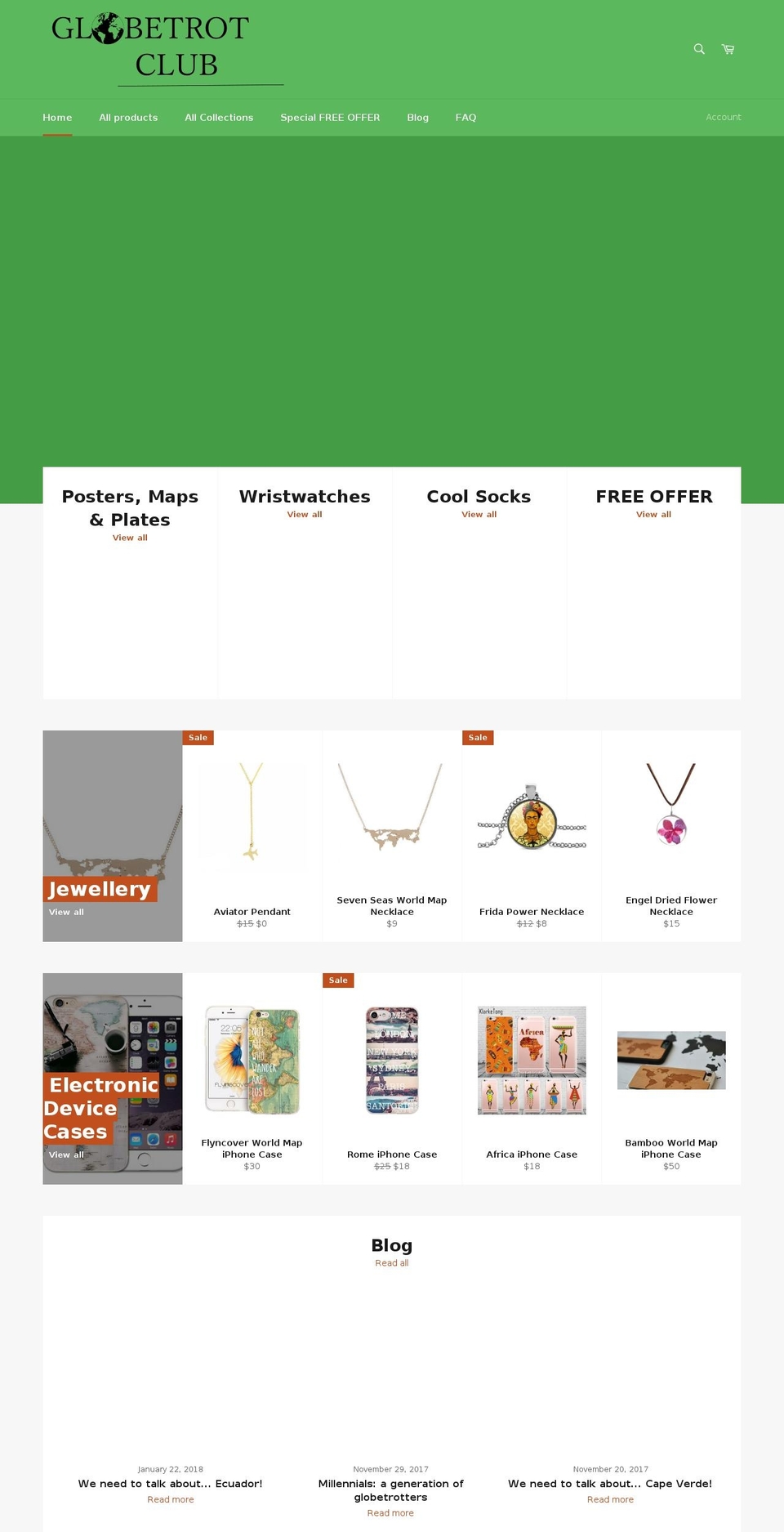 globetrotclub.com shopify website screenshot