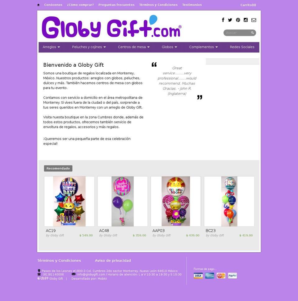 globygift.com shopify website screenshot