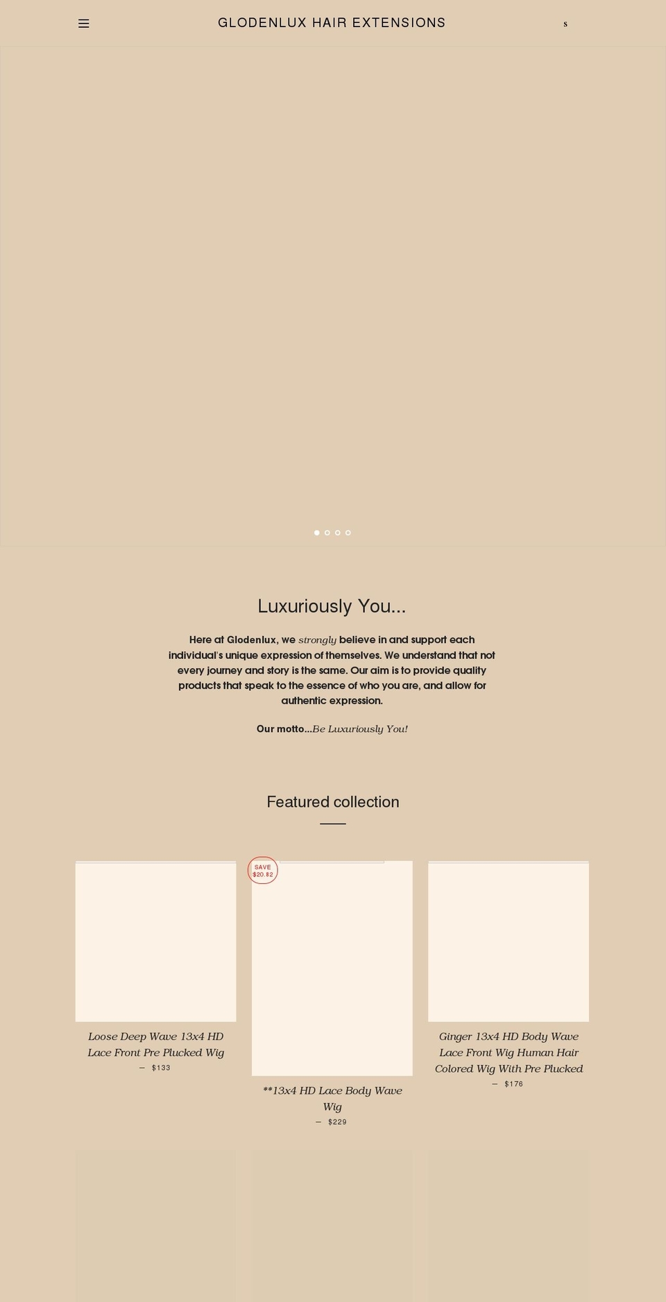 glodenlux.com shopify website screenshot
