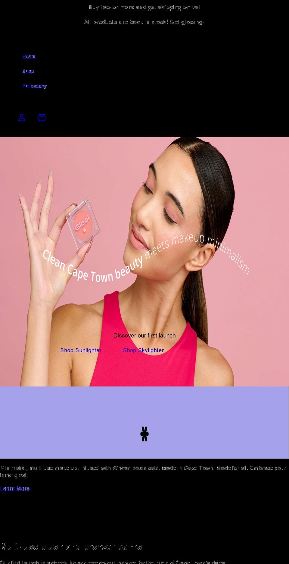gloei.beauty shopify website screenshot