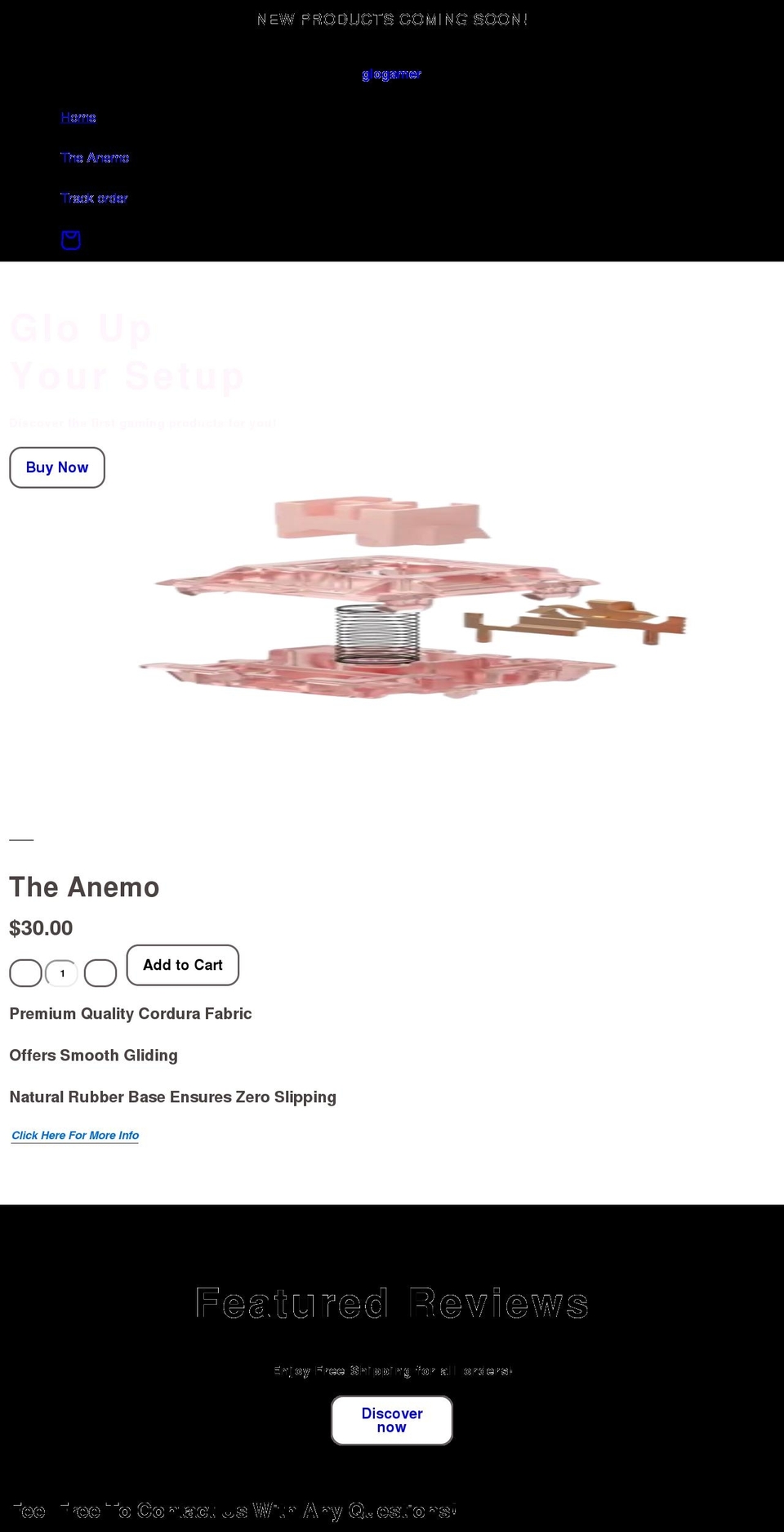 glogamer.com shopify website screenshot