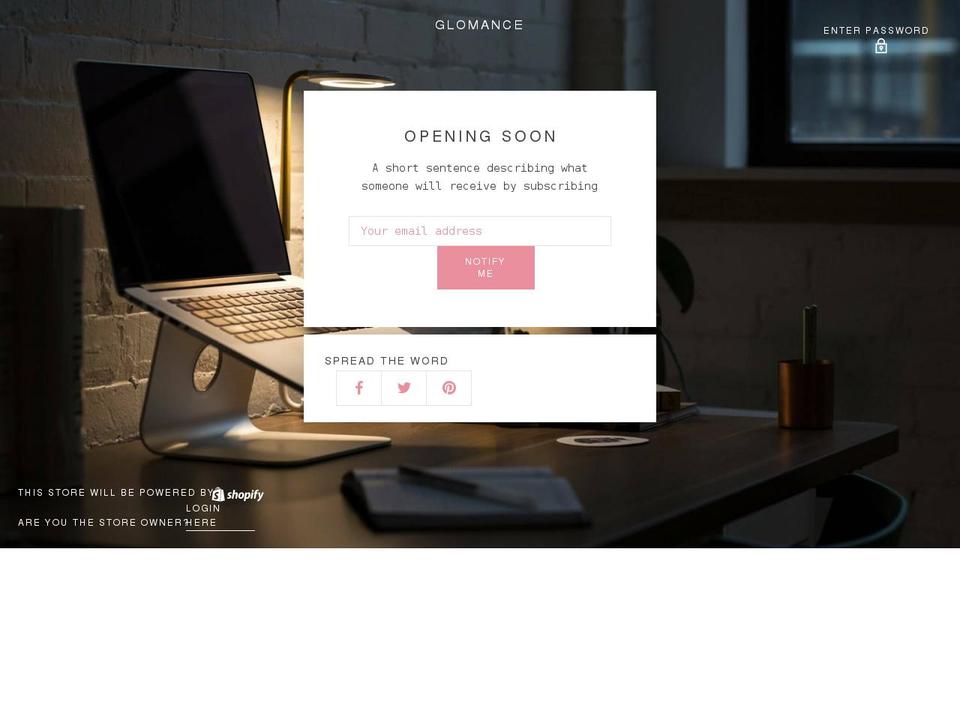 glomance.com shopify website screenshot