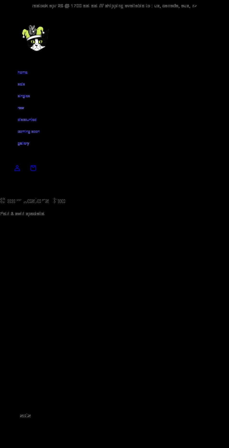 gloomjestersdice.com shopify website screenshot