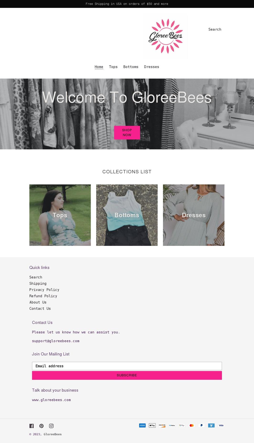 gloreebees.com shopify website screenshot