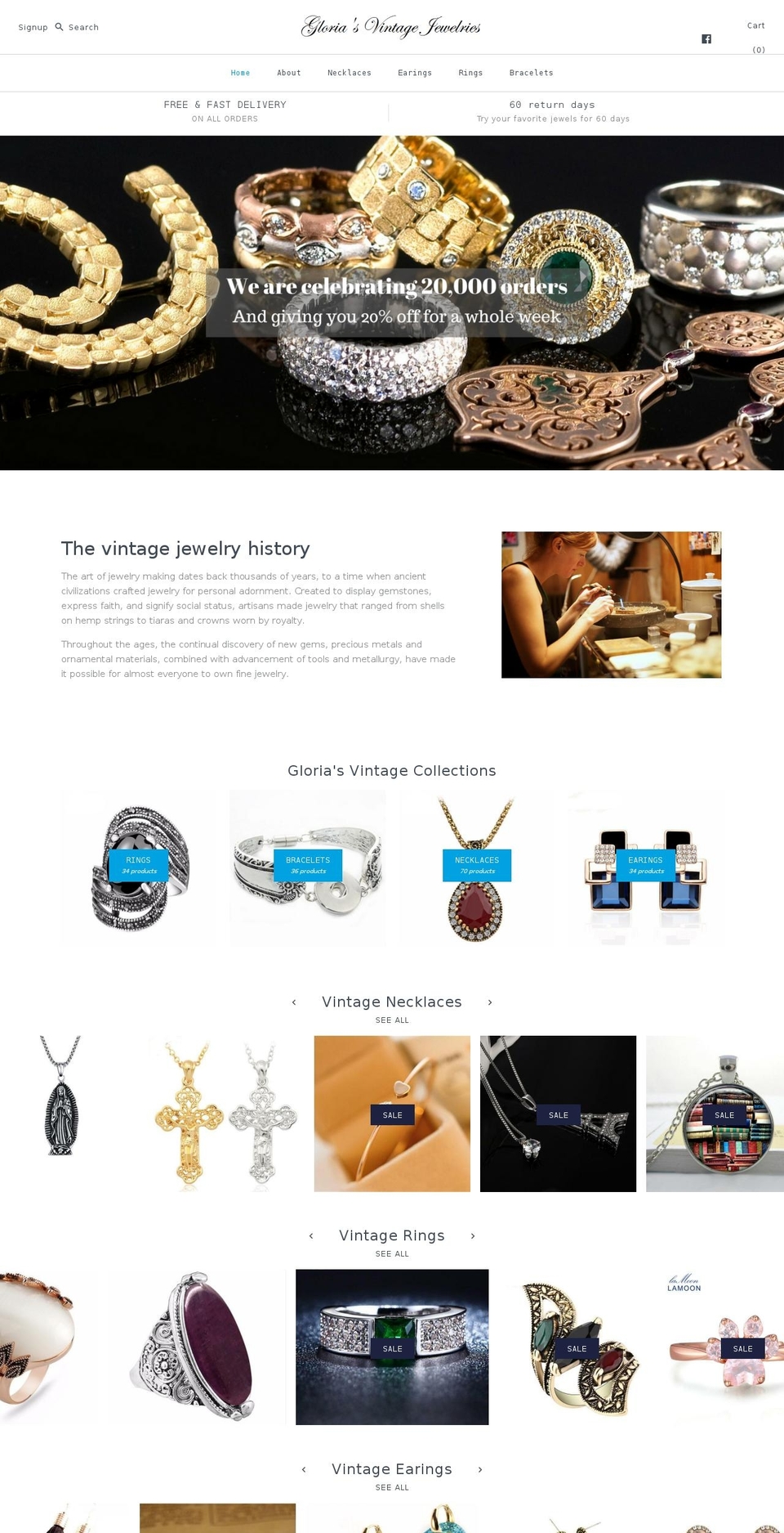 gloriajewellery.com — Shopify storefront screenshot