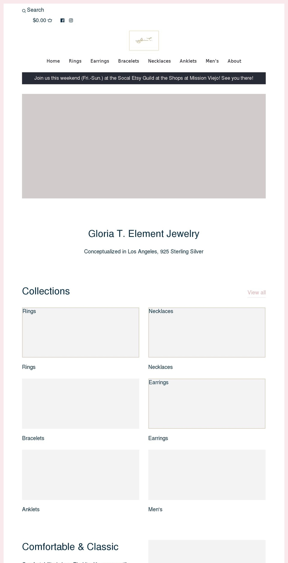 gloriatelementjewelry.com shopify website screenshot