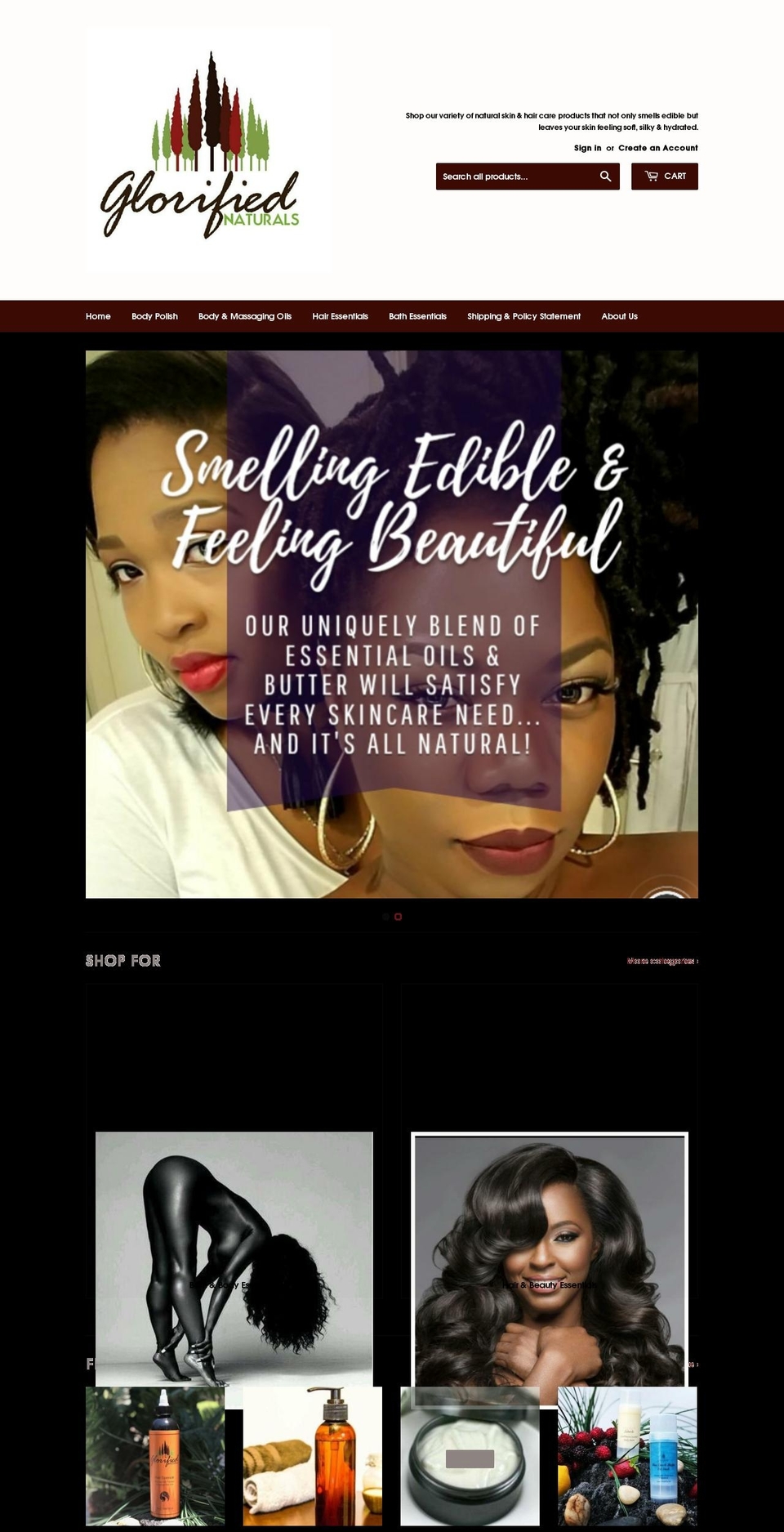 glorifiednaturals.com — Shopify storefront screenshot