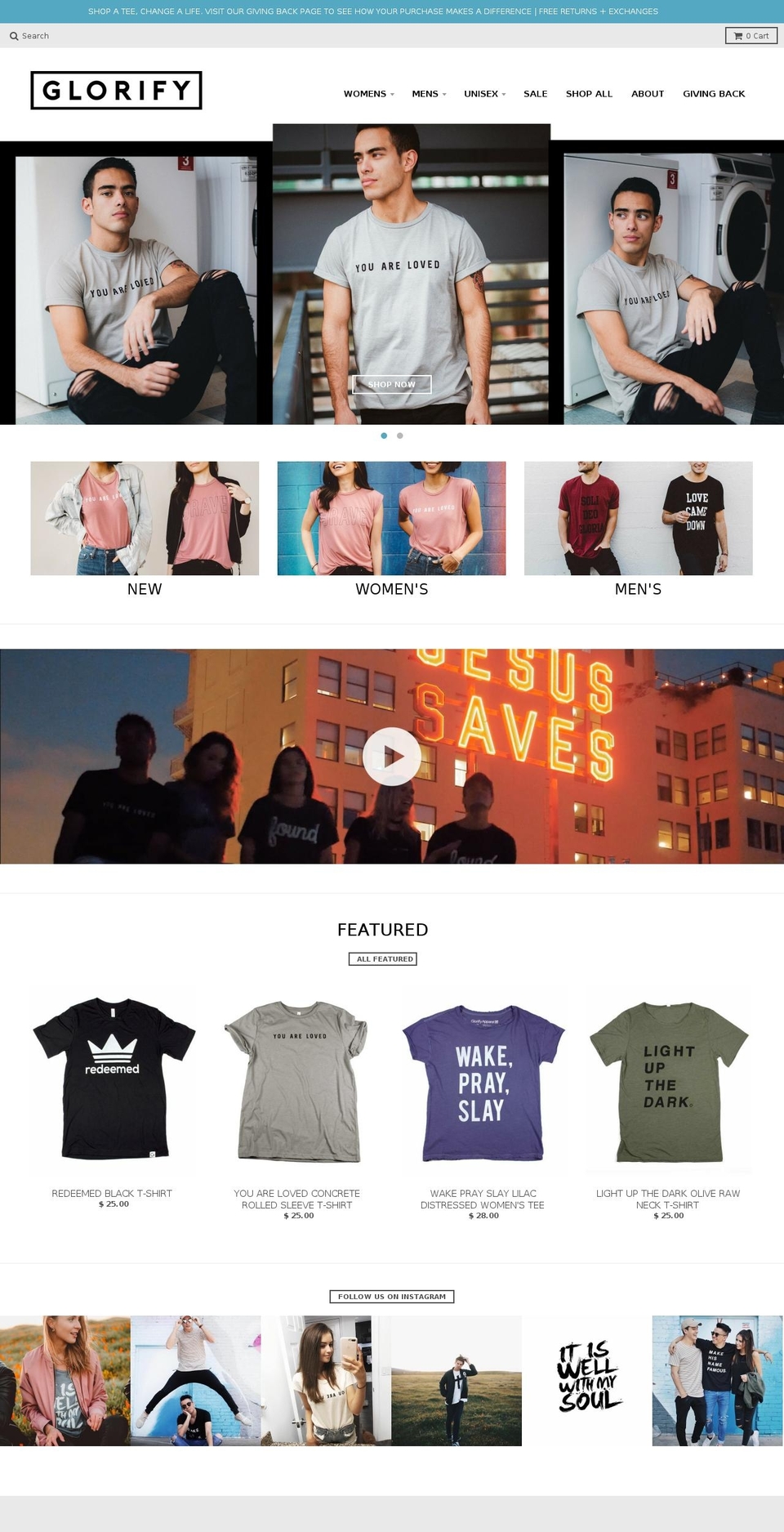 glorifyapparel.org shopify website screenshot