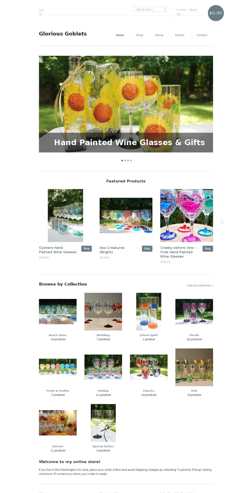 gloriousgoblets.com shopify website screenshot