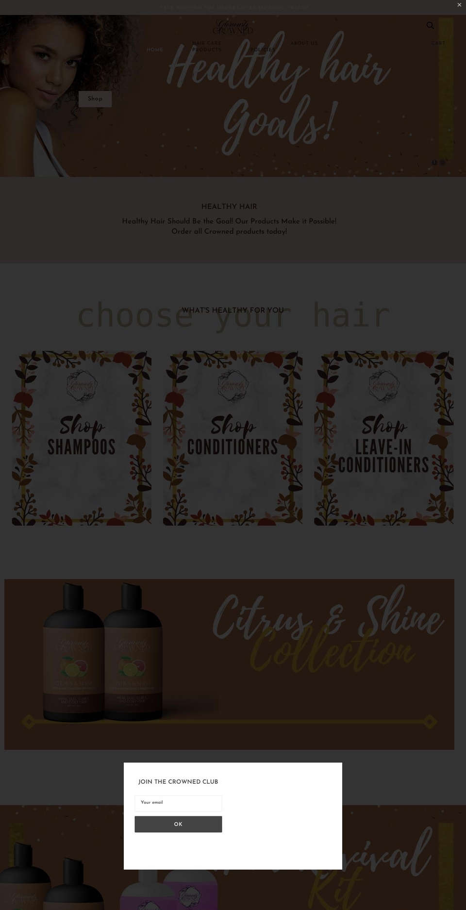 gloriouslycrowned.com shopify website screenshot
