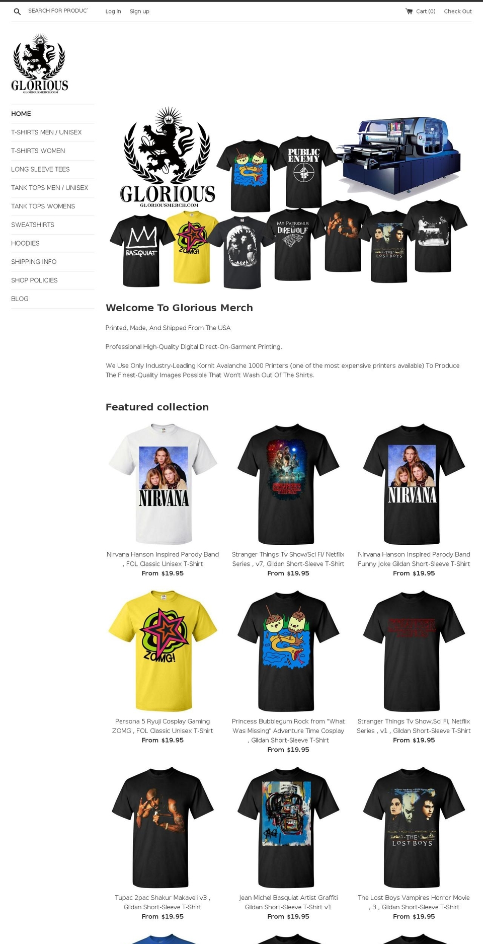 gloriousmerch.com — Shopify storefront screenshot
