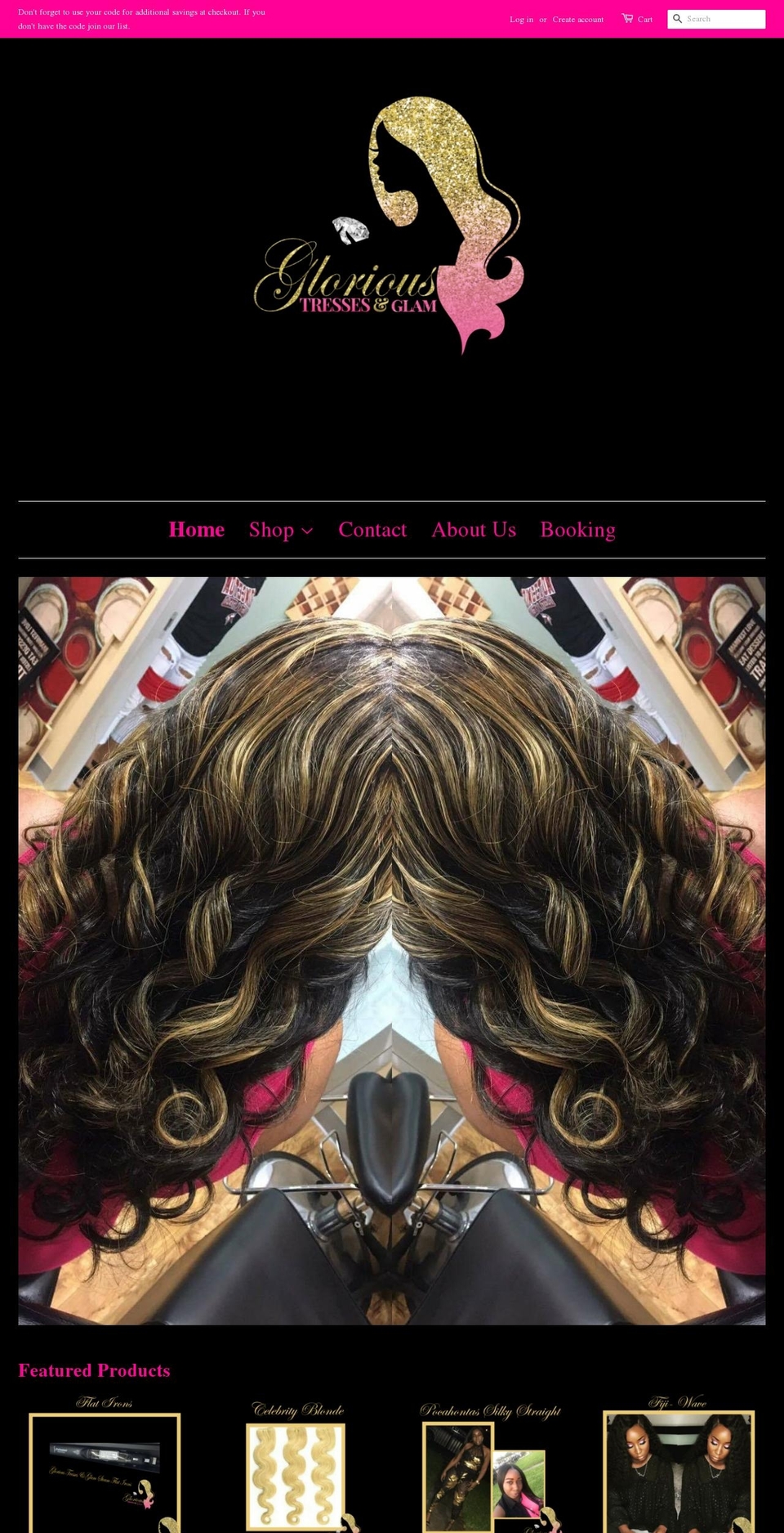glorioustressesandglam.com — Shopify storefront screenshot