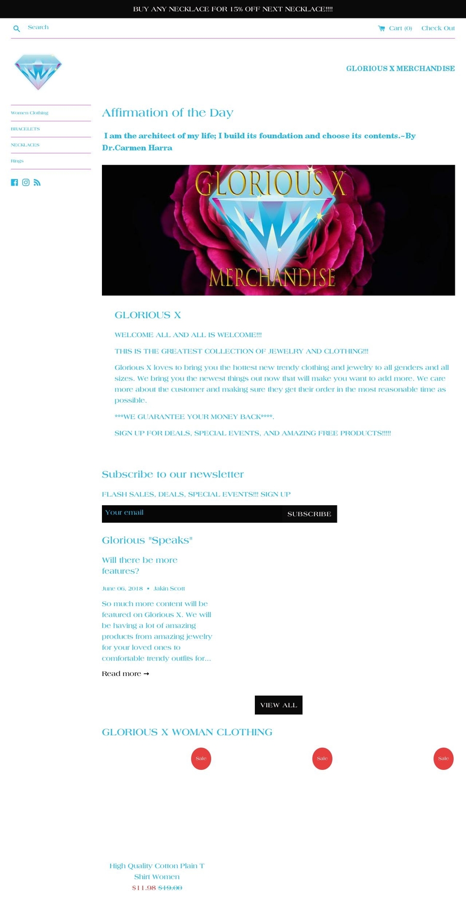 gloriousx.com — Shopify storefront screenshot