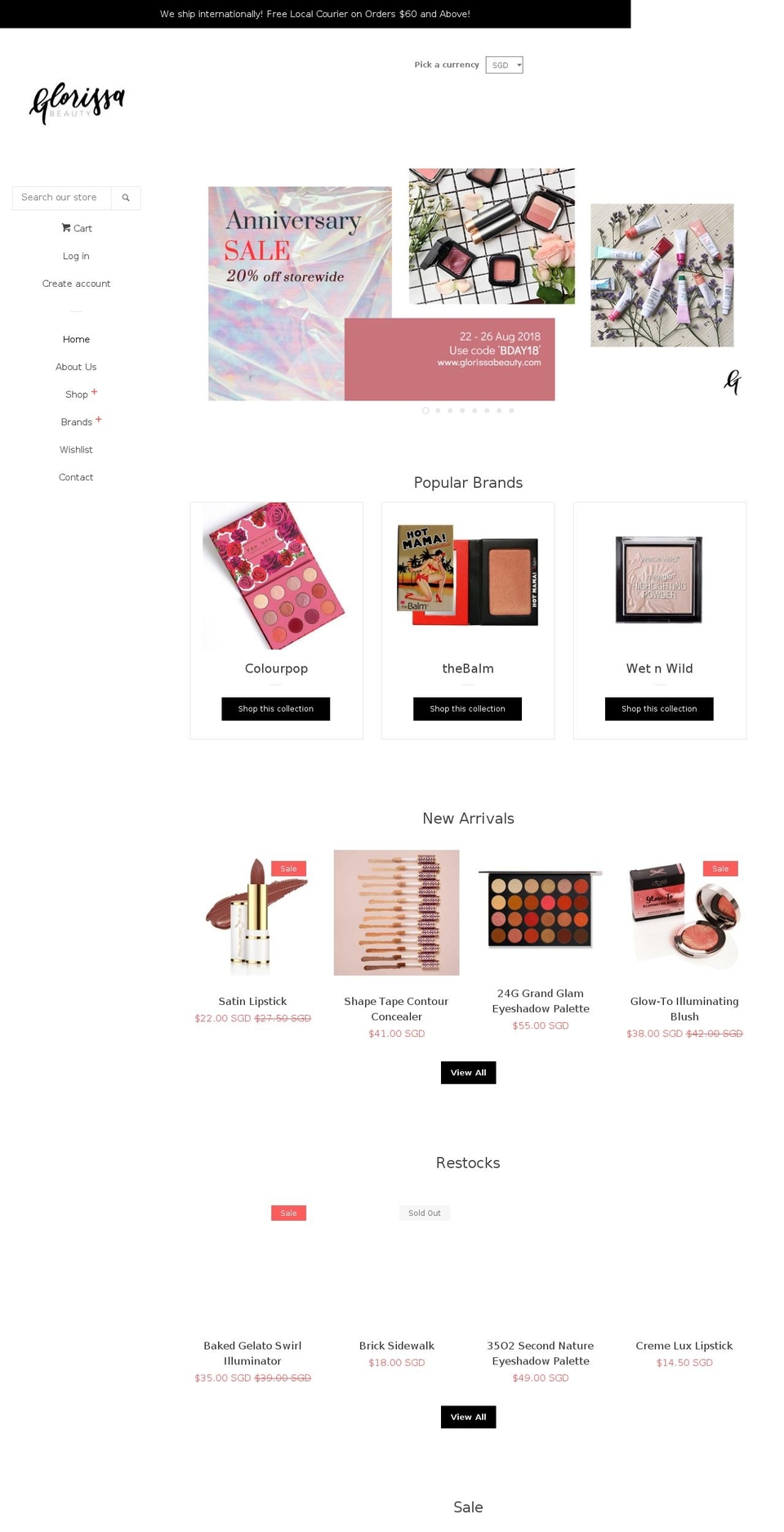 glorissabeauty.com — Shopify storefront screenshot