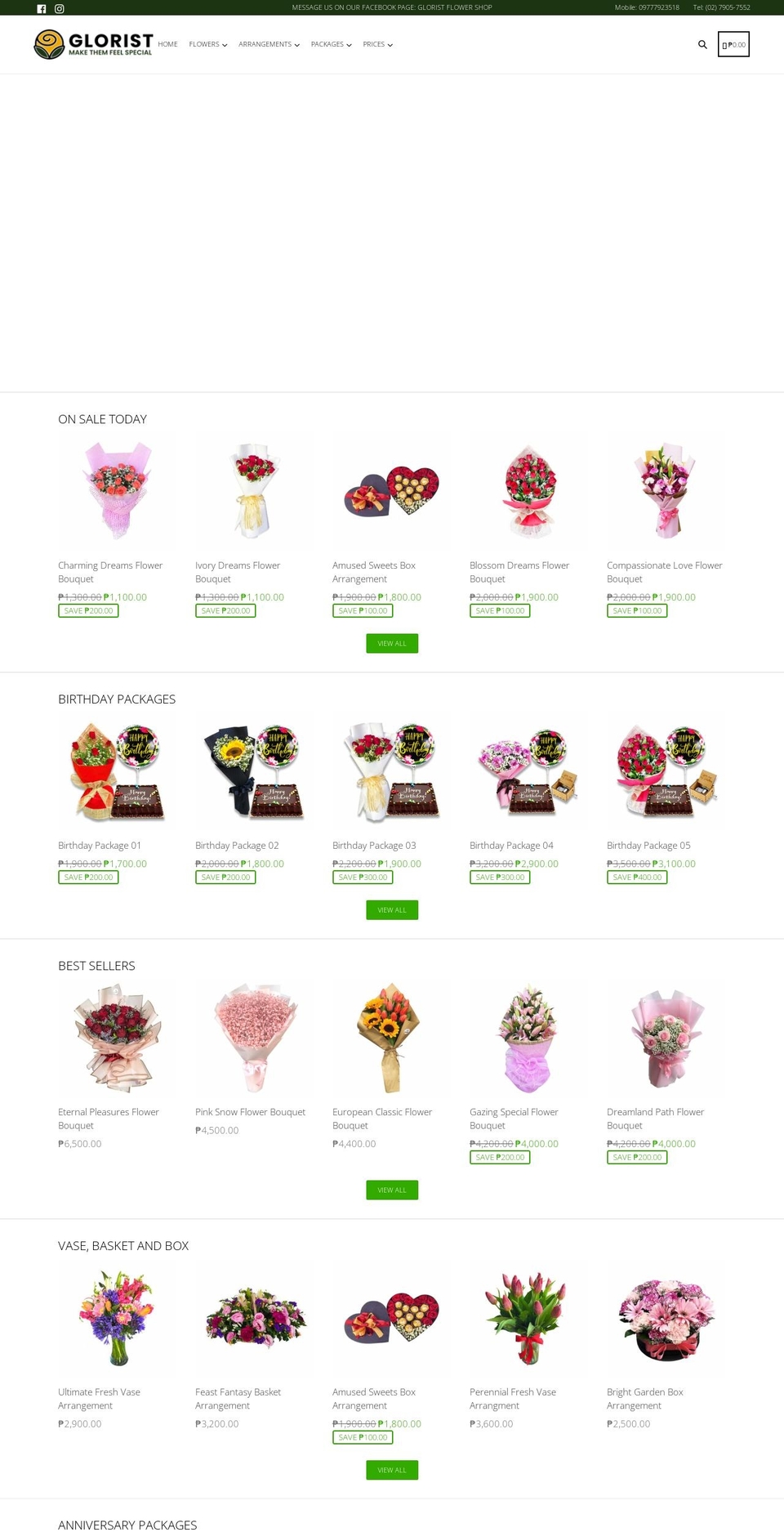 gloristflowers.com shopify website screenshot