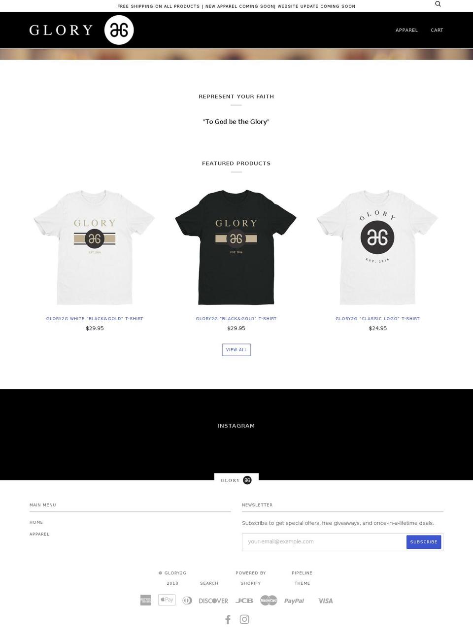 glory2gstore.com — Shopify storefront screenshot