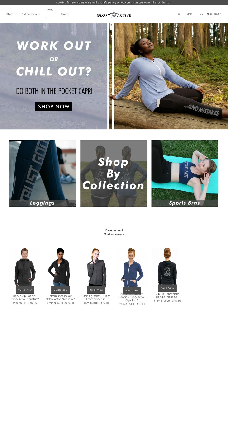 gloryactive.com shopify website screenshot
