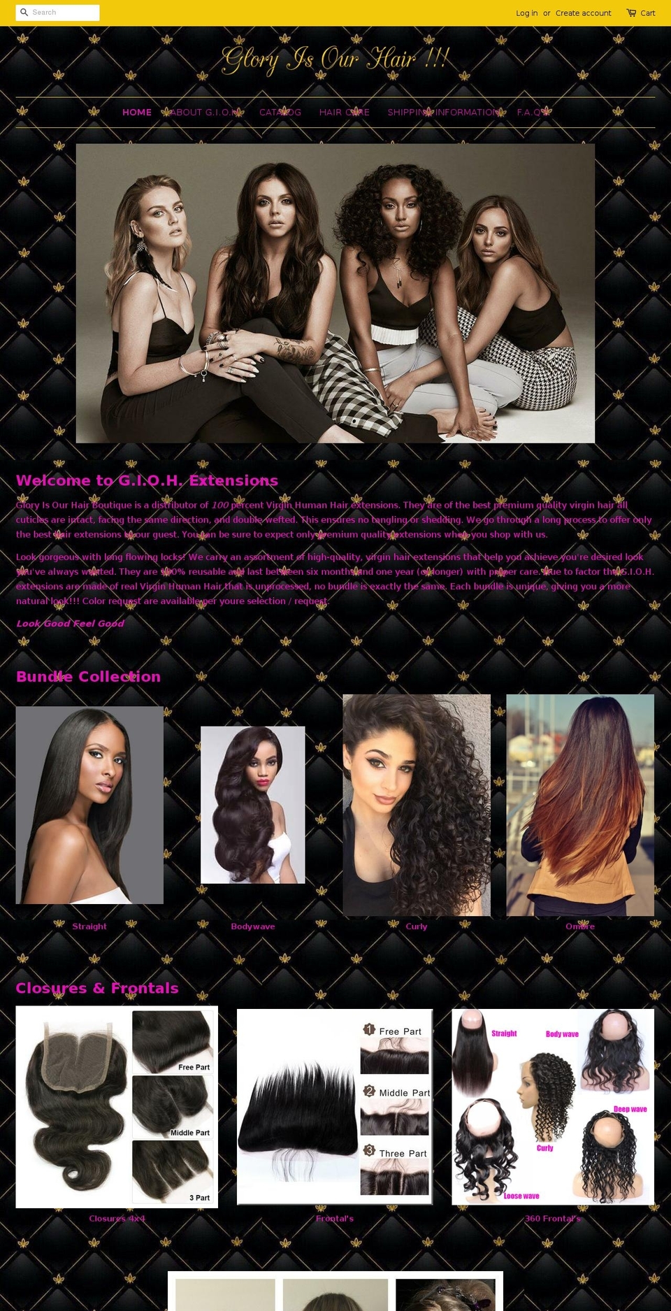 gloryisourhairextensions.com — Shopify storefront screenshot