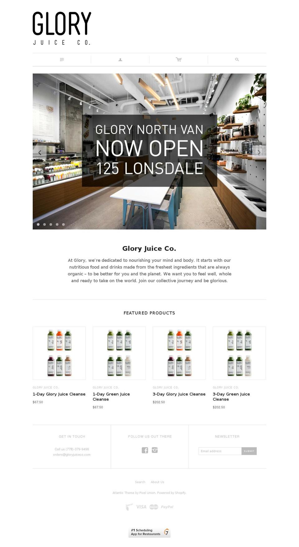 gloryjuicecompany.com shopify website screenshot