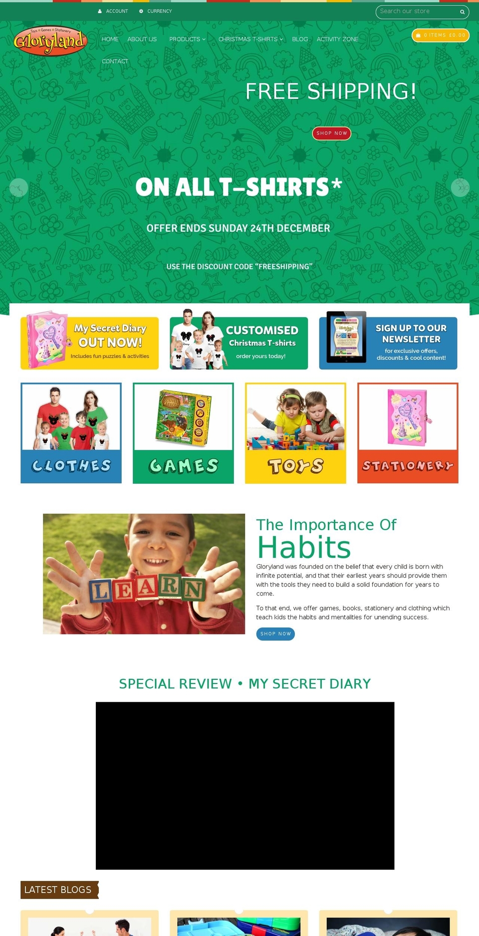 glorylandstore.com — Shopify storefront screenshot