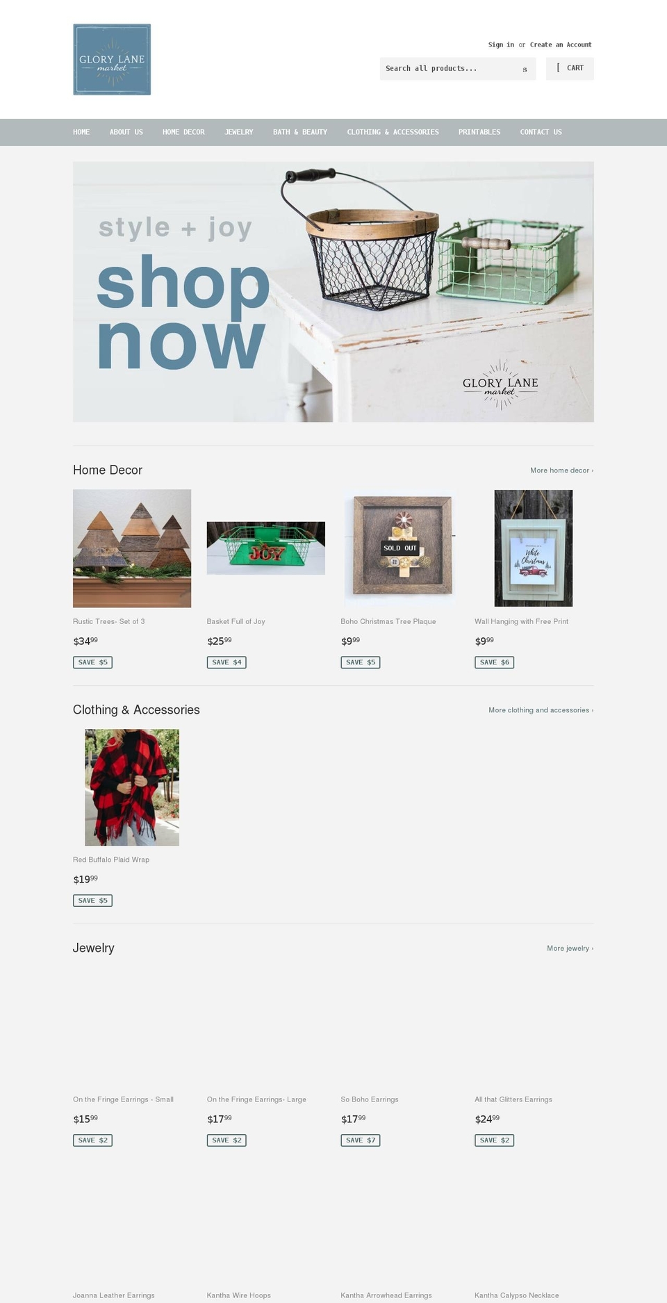 glorylanemarket.com shopify website screenshot