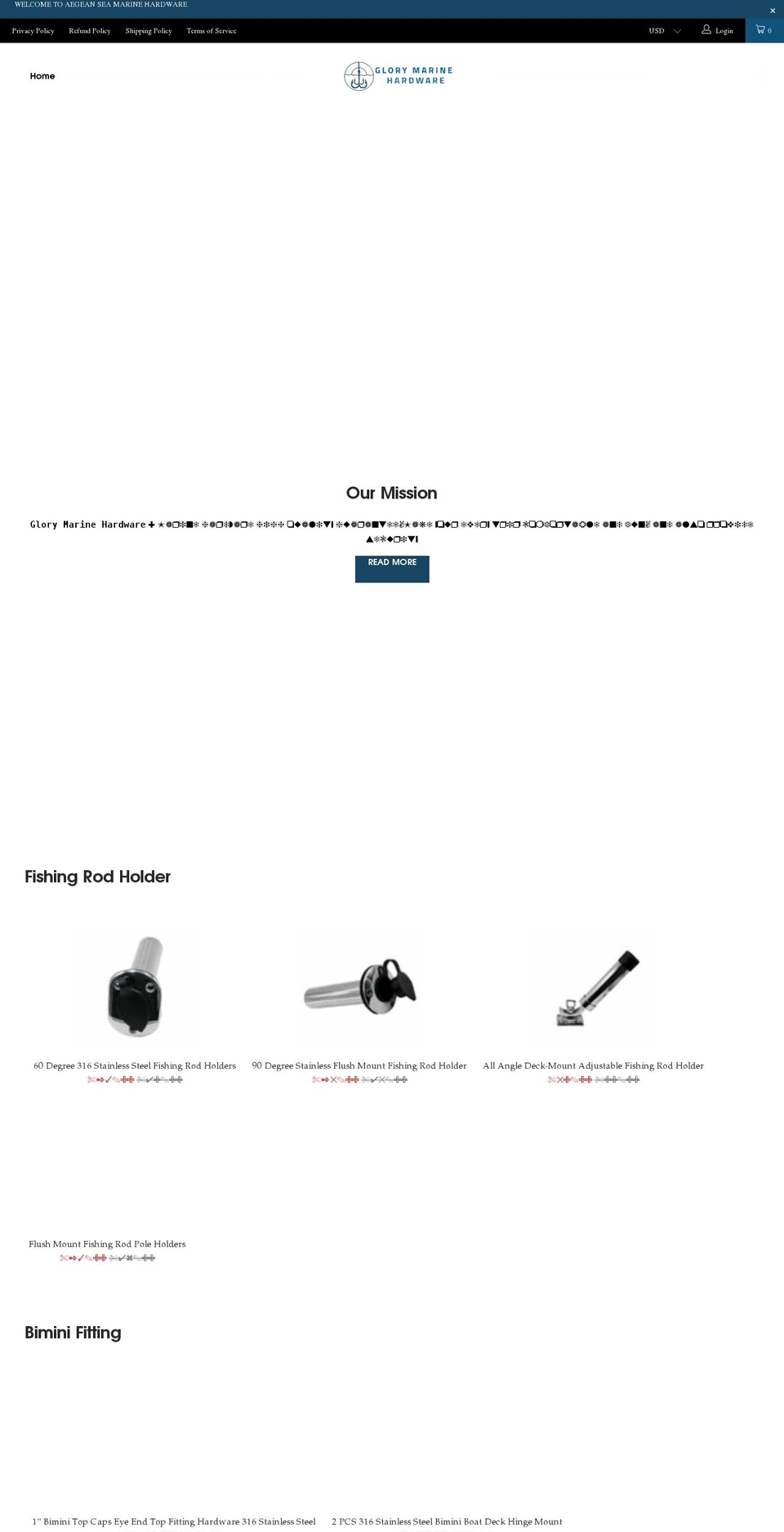 glorymarinehardware.com shopify website screenshot