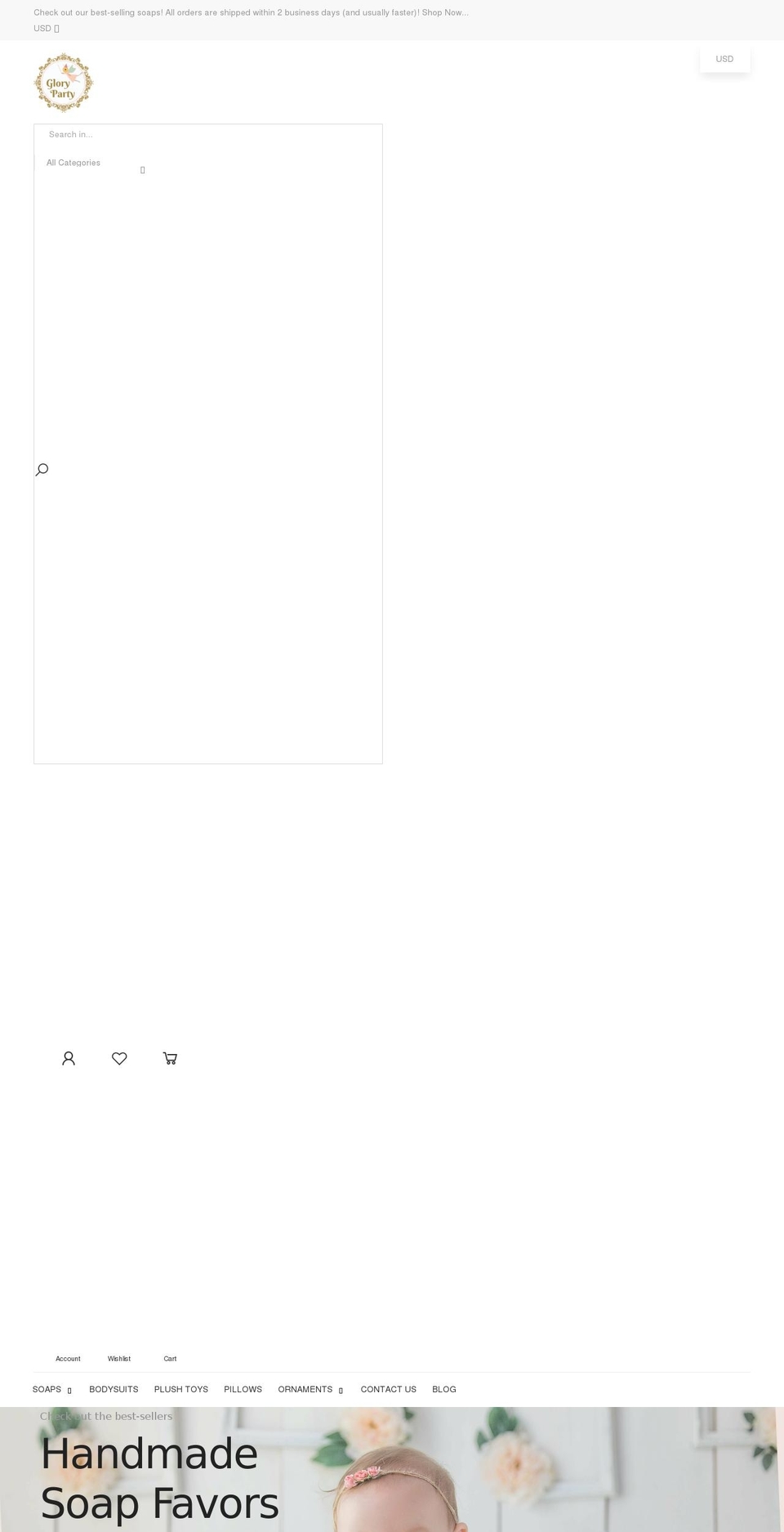 gloryparty.net shopify website screenshot