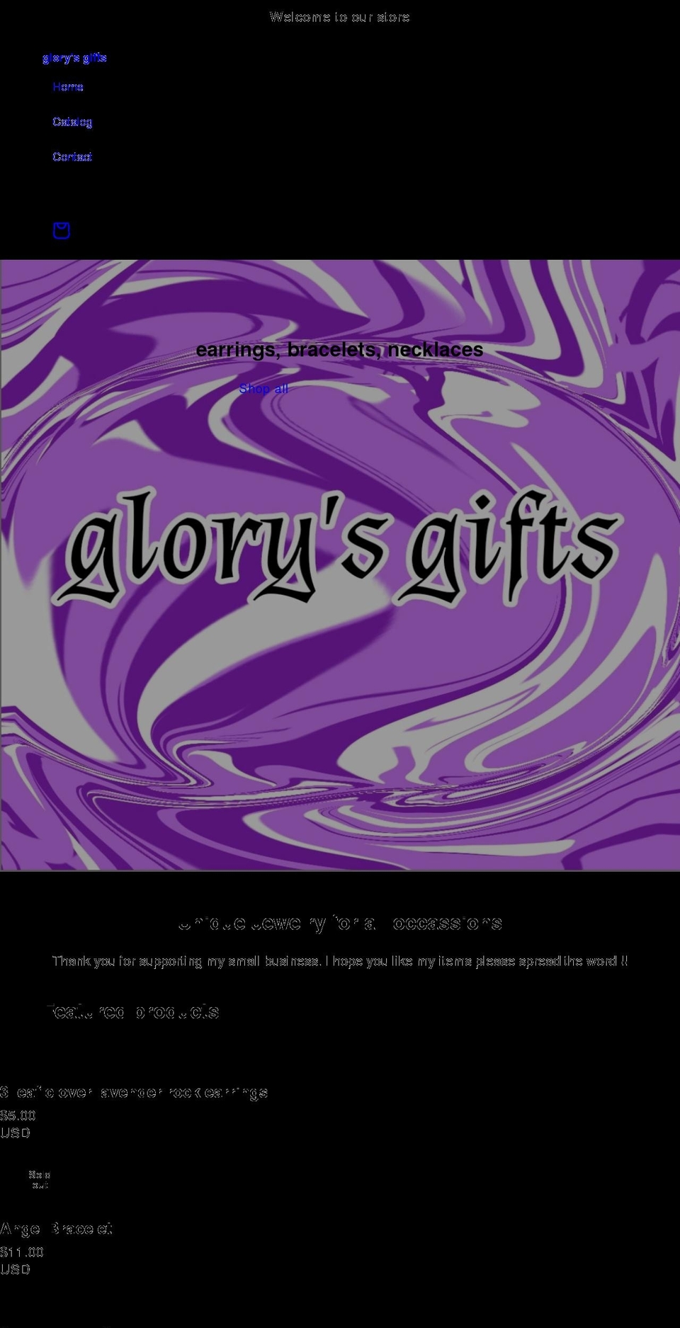 glorysgifts.com shopify website screenshot