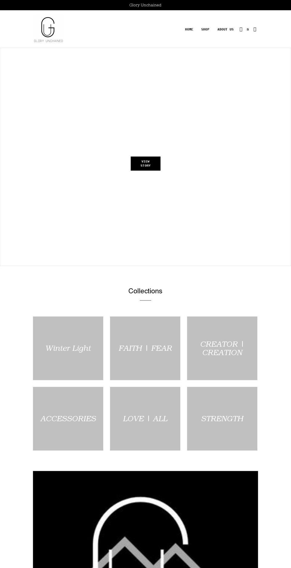 gloryunchained.com shopify website screenshot