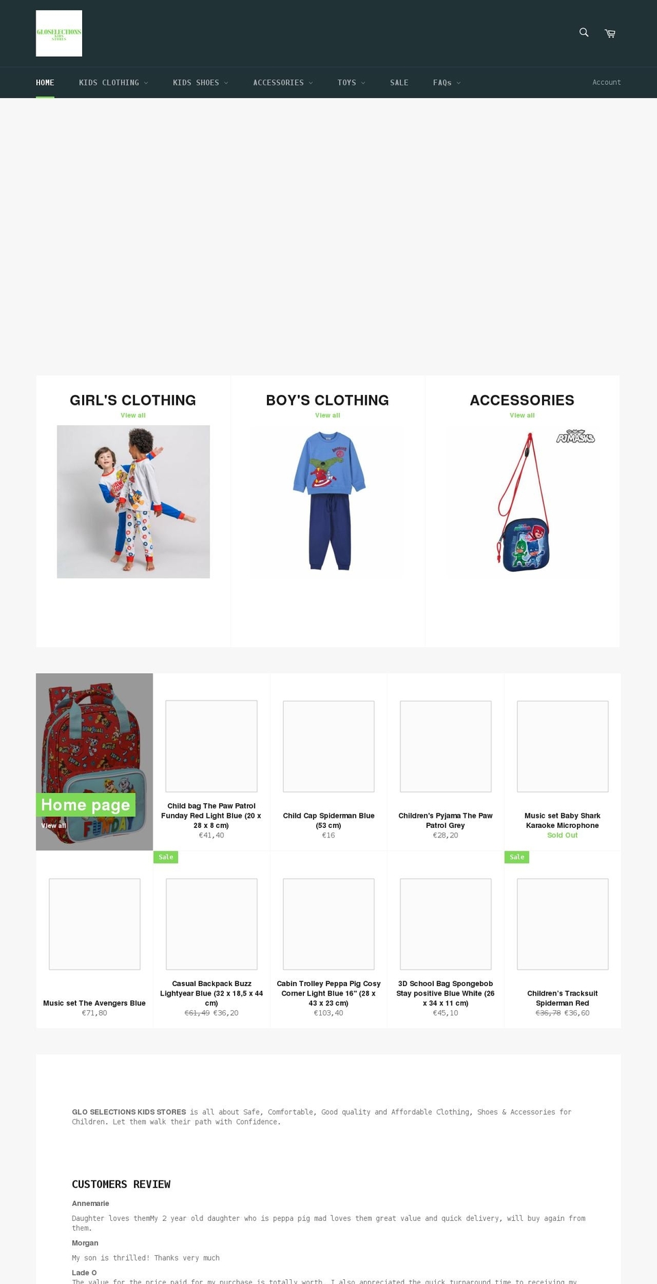 gloselections.ie shopify website screenshot