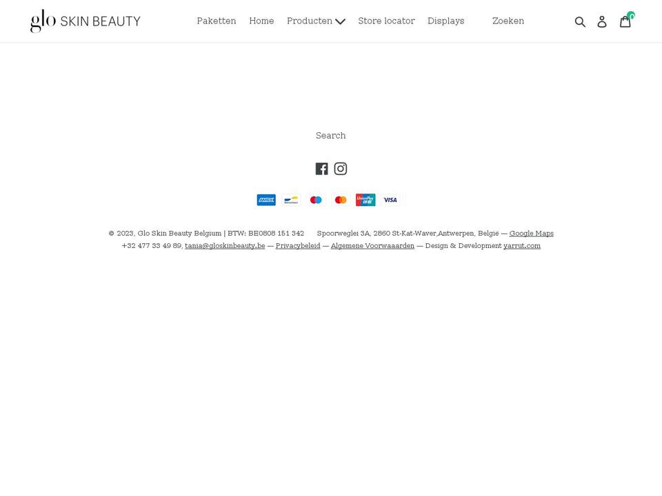 gloskinbeauty.be shopify website screenshot