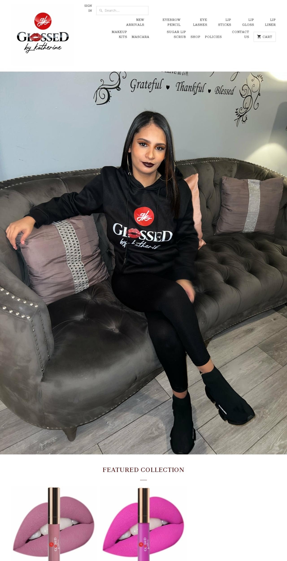 glossedbykatherine.com shopify website screenshot