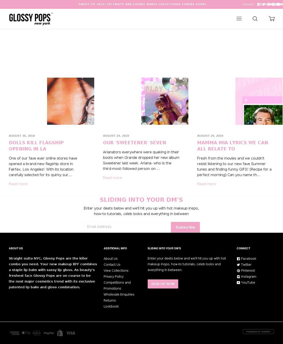 glossypops.com — Shopify storefront screenshot