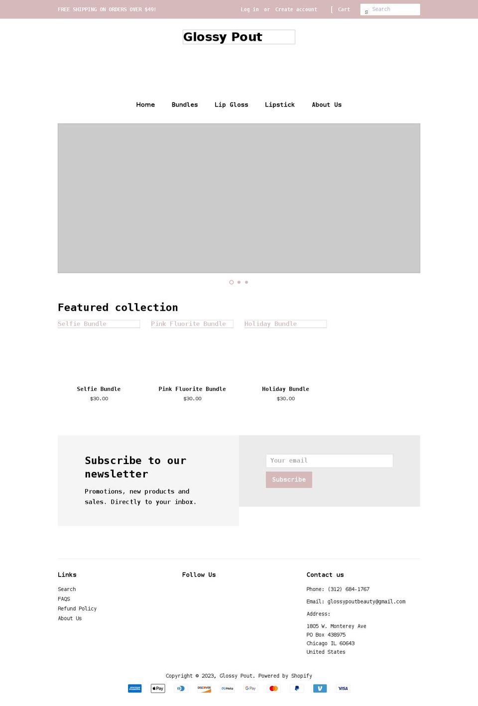 glossypout.com shopify website screenshot