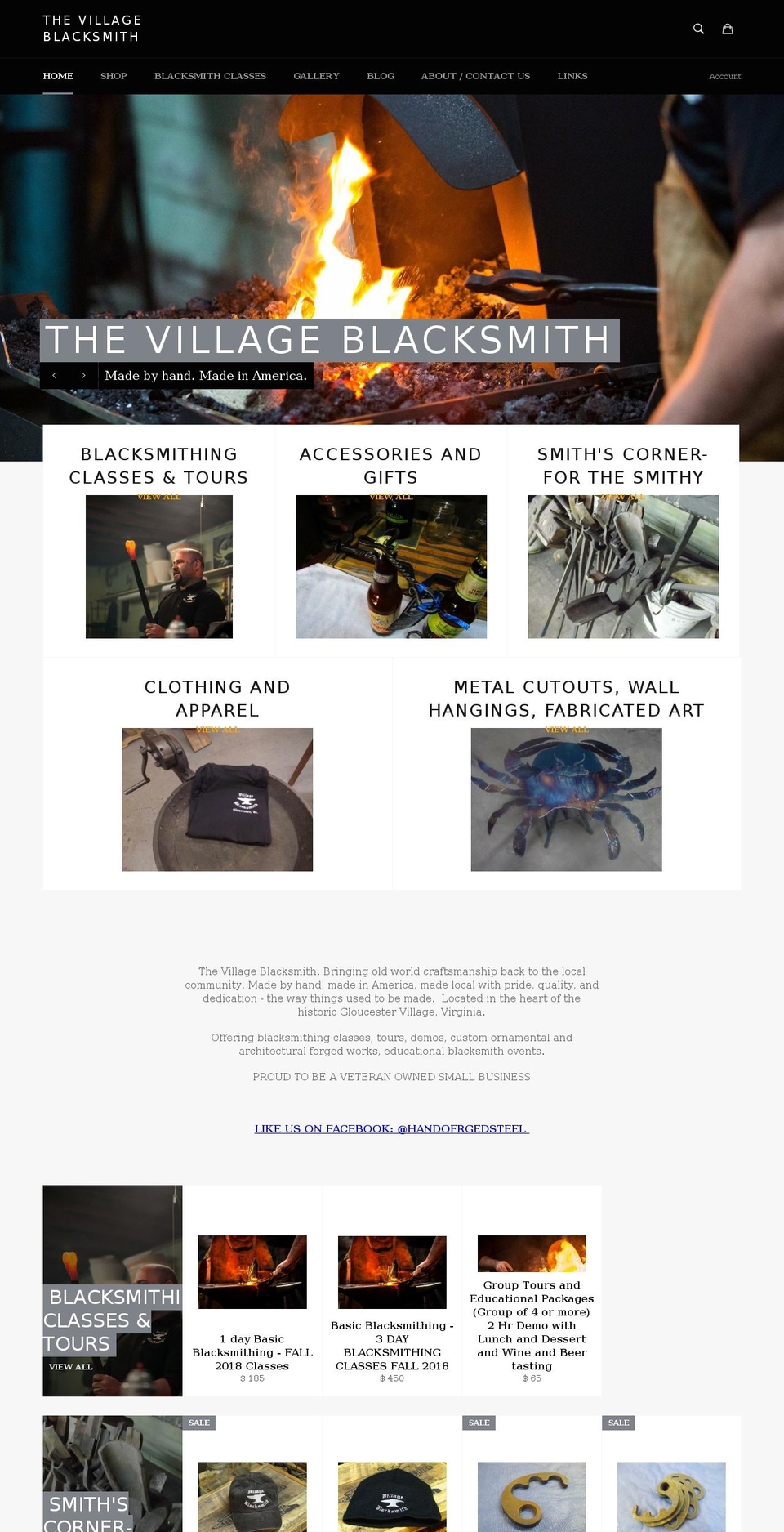 gloucesterblacksmith.com — Shopify storefront screenshot