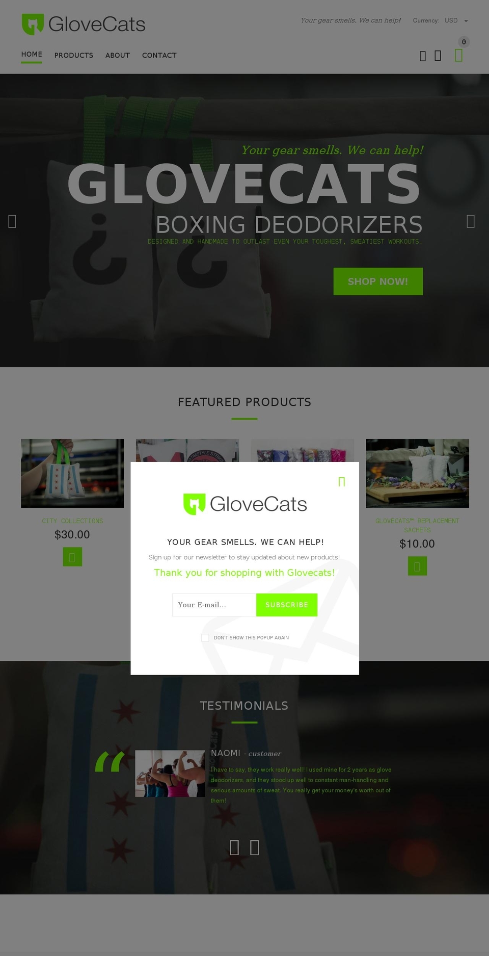 glovecatsboxing.com — Shopify storefront screenshot